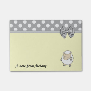 Lustiges niedliches girly Schafpolkapunktmonogramm Post-it Klebezettel