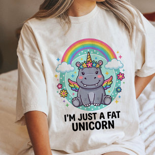 Lustiges Nilpferd Einhorn Fett Regenbogen Magische Tri-Blend Shirt