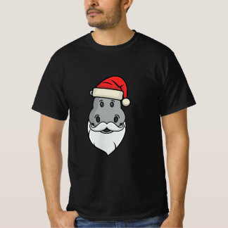 lustiges Nilpferd mit Santa-Bart und Hut T-Shirt