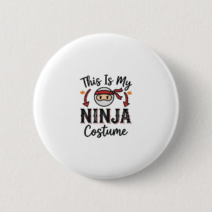 Lustiges Ninja-Kostenüm Halloween-Vektordesign_1 Button