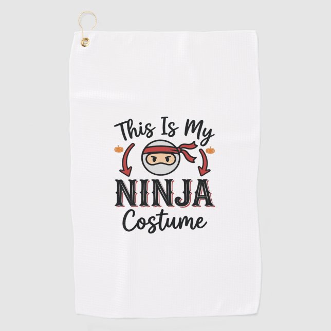 Lustiges Ninja-Kostenüm Halloween-Vektordesign_1 Golfhandtuch (Vorderseite)