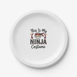 Lustiges Ninja-Kostenüm Halloween-Vektordesign_1 Pappteller