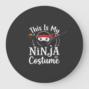 Lustiges Ninja-Kostüm Halloween-Design_1 Große Wanduhr