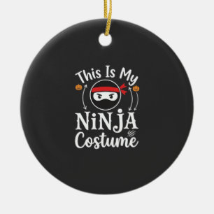 Lustiges Ninja-Kostüm Halloween-Design_1 Keramik Ornament