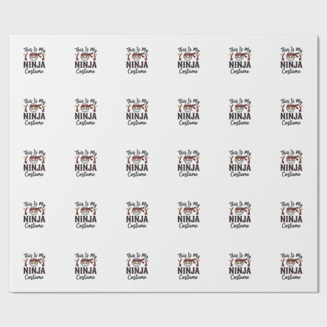 Lustiges Ninja-Kostüm Halloween-Vektordesign_1 Geschenkpapier (Flach)