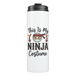 Lustiges Ninja-Kostüm Halloween-Vektordesign_1 Thermosbecher