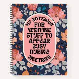 Lustiges Notizbuch mit Blumenmuster für Meetings