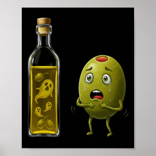 Lustiges Olivenöl-Geist-Horror-Humor-Halloween-Kos Poster