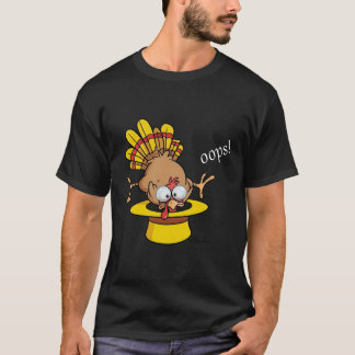 Lustiges Oops Truthahn platzt aus Hut Grafik  T-Shirt