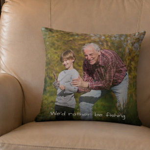 Lustiges Opa-Enkel-Angeln Foto-Geschenk für Feiert Kissen