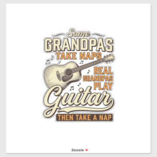 Lustiges Opa-Gitarre Vintage-Gravur-Shirt-Design Aufkleber