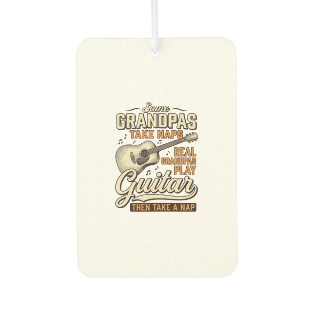 Lustiges Opa-Gitarre Vintage-Gravur-Shirt-Design Autolufterfrischer (Vorderseite)