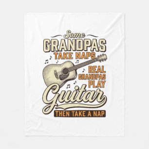Lustiges Opa-Gitarre Vintage-Gravur-Shirt-Design Fleecedecke