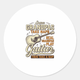Lustiges Opa Gitarre Vintage Gravur Shirt Design Runder Aufkleber