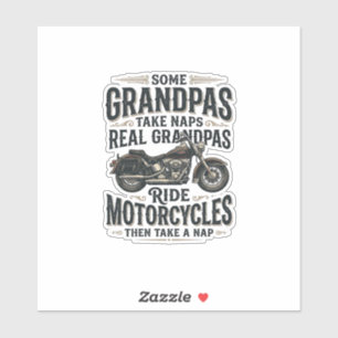 Lustiges Opa Motorrad Nickerchen Vintage Vektor De Aufkleber
