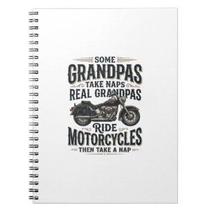 Lustiges Opa Motorrad Nickerchen Vintage Vektor De Notizblock