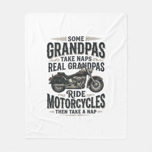 Lustiges Opa-Motorrad-Nickerchen Vintage-Vektordes Fleecedecke