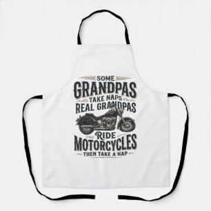 Lustiges Opa-Motorrad-Nickerchen Vintage-Vektordes Schürze