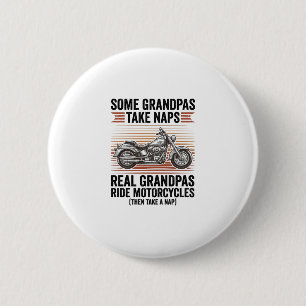 Lustiges Opa-Motorrad Vintage-Gravur T-Shirt Button