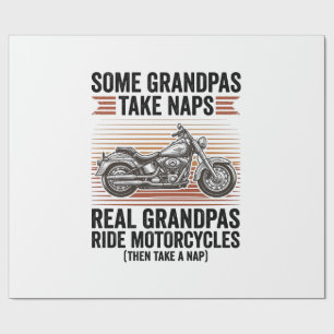 Lustiges Opa-Motorrad Vintage-Gravur T-Shirt Geschenkpapier