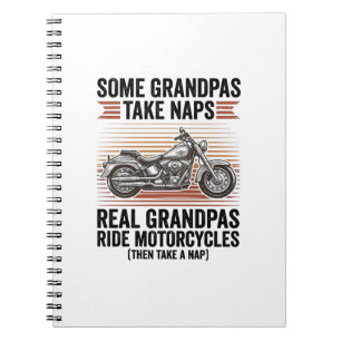Lustiges Opa-Motorrad Vintage-Gravur T-Shirt Notizblock