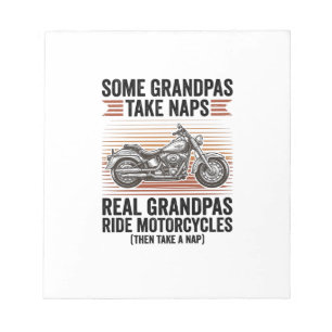 Lustiges Opa-Motorrad Vintage-Gravur T-Shirt Notizblock