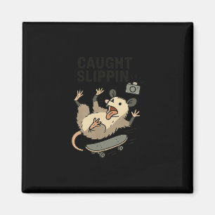 Lustiges Opossum Skateboard fahrend Müllkatze Skat Magnet