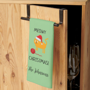 Lustiges Orange Katzen Meowy Weihnachten Küchenhan Geschirrtuch
