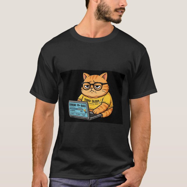 Lustiges Orange-Katzen-Programmierer-Shirt T-Shirt (Vorderseite)