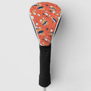 Lustiges orangefarbenes Monster mit schreiendem Ge Golf Headcover