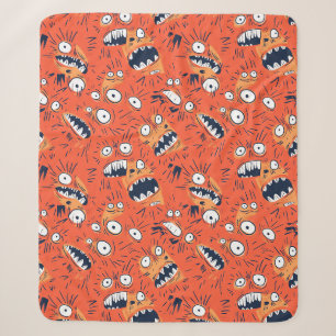 Lustiges orangefarbenes Monster mit schreiendem Ge Sherpadecke