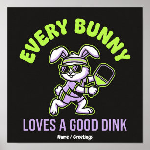 Lustiges Oster-Pickleball-Jeder Hase liebt einen D Poster
