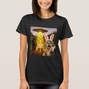 Lustiges Oster-Tages-Katzen-Selfie mit Leprechaun T-Shirt