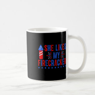 Lustiges Paar passend zum 4. Juli Er mag mein Feue Kaffeetasse