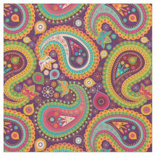 Lustiges Paisley Boho Farbige Blumen Stoff