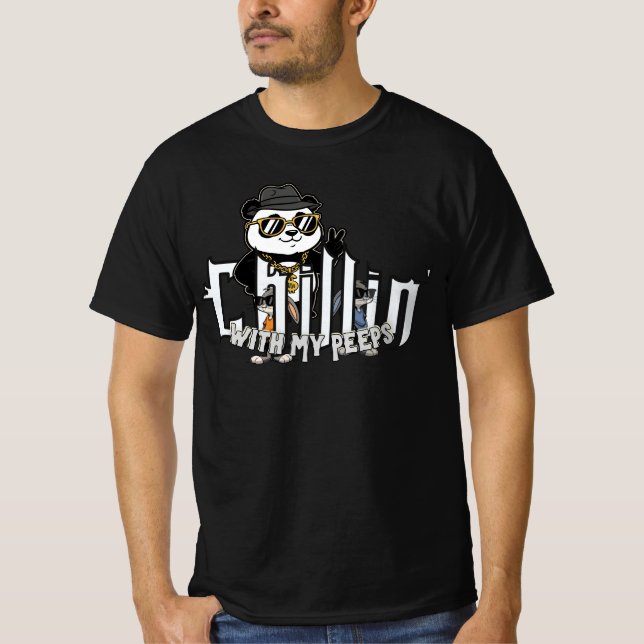 Lustiges Panda-T-Shirt "Chillen mit meinen Leuten" T-Shirt (Vorderseite)