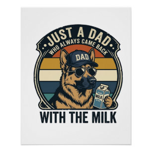 Lustiges Papa Deutscher Schäferhund Milch Retro-Sh Poster