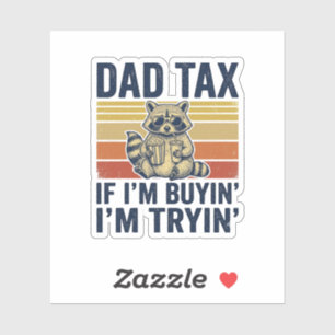 Lustiges Papa Steuer Waschbär Retro Grafik T-Shirt Aufkleber