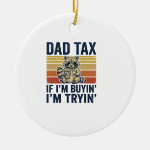 Lustiges Papa Steuer Waschbär Vintage Grafik T-Shi Keramik Ornament