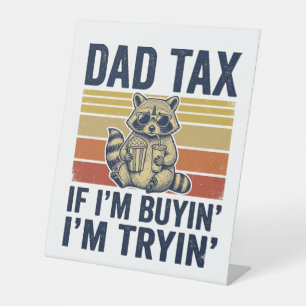Lustiges Papa Steuer Waschbär Vintage Grafik T-Shi Sockelschild