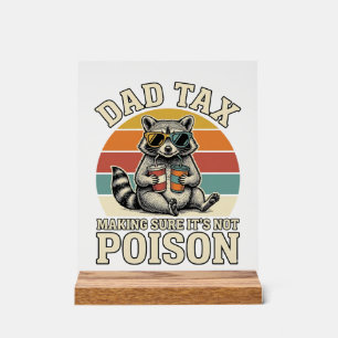 Lustiges Papa Steuer Waschbär Vintage T-Shirt Desi Acrylschild