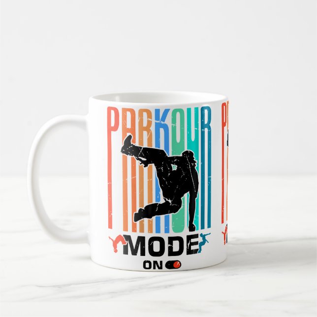 Lustiges Parkour-Hindernisparcours-Design für Frau Kaffeetasse (Links)