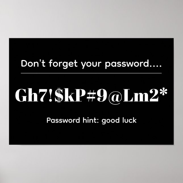 Lustiges Passwort Poster (Vorne)