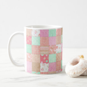 Lustiges Pastell Vintage Shabby Chic Patchwork-Mus Kaffeetasse