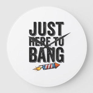 Lustiges patriotisches Feuerwerk Bang Vintage-Shir Große Wanduhr