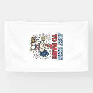 Lustiges Patriotisches Hahn Feuerwerk Bier T-Shirt Banner