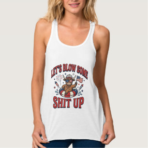 Lustiges Patriotisches Hochland-Kuh-Feuerwerk-Shir Tank Top