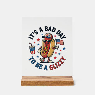 Lustiges Patriotisches Hot Dog Vintage Gravur Shir Acrylschild