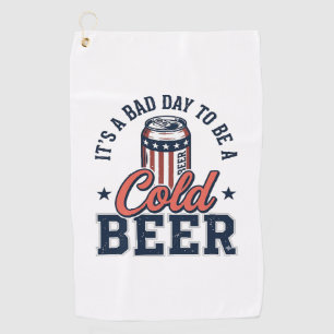 Lustiges Patriotisches Kaltes Bier Vintage-Vector- Golfhandtuch