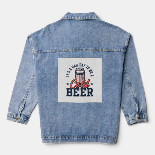 Lustiges Patriotisches Kaltes Bier Vintage Vector  Jeansjacke